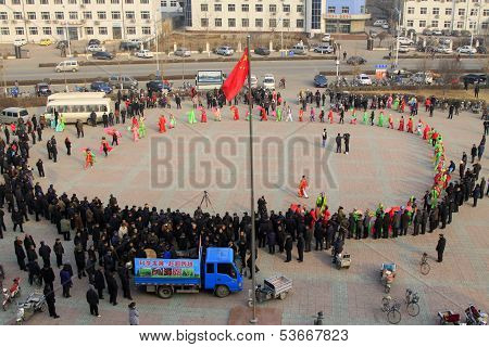 Audiences Around Watching Yangko Dance Performance