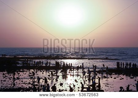 Human Shadows At Sunset
