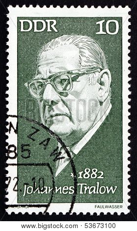 Postage Stamp Gdr 1972 Johannes Tralow, Playwright