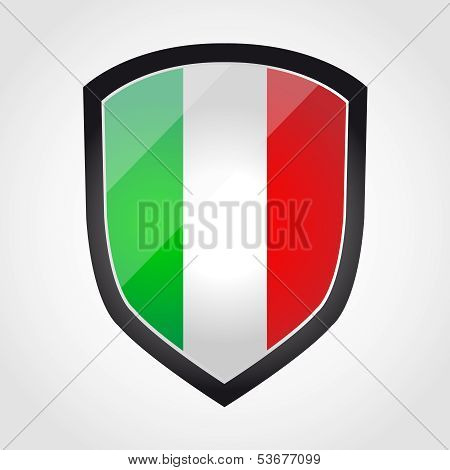 Shield with flag inside - Italy - vector