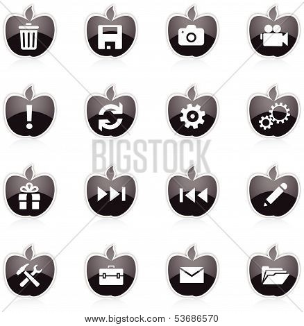 Diet and fitness theme icons set