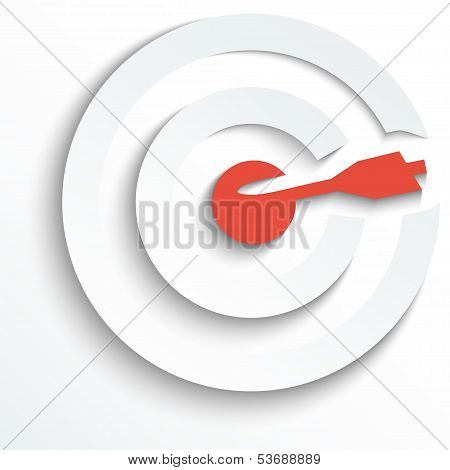 Vector White Target And Red Arrow. Eps 10