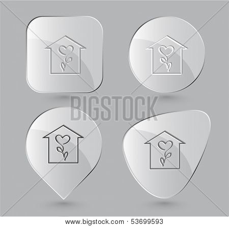 Flower shop. Glass buttons. Vector illustration.