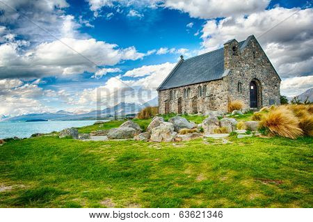 Old Church of the Good Shepherd at lake Tekapo, New Zealand 