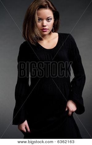 Beautiful Model In Black Dress