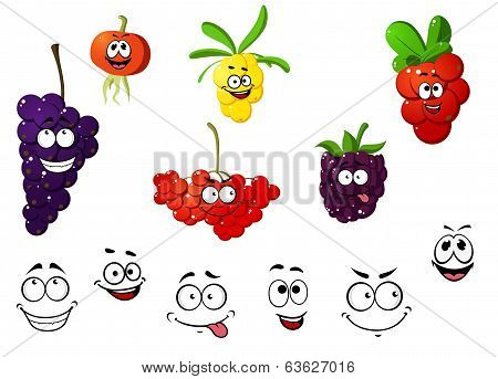 Fresh cartoon berries set