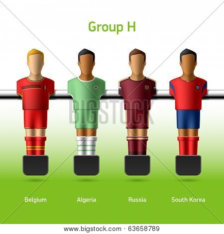 Table football / foosball players. Group H - Belgium, Algeria, Russia, South Korea. Vector.