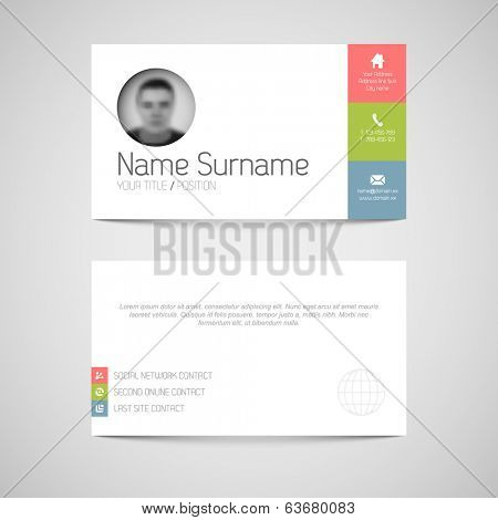 Modern simple light business card template with flat user interface