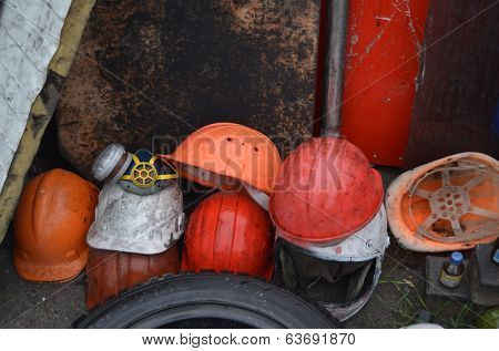 KIEV, UKRAINE - APR 19, 2014: Downtown of Kiev.Camp decoration with military items.Rioters camp.Putsch of Putsch.April 19, 2014 Kiev, Ukraine 