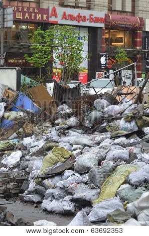 KIEV, UKRAINE - APR 19, 2014: Mass destruction after Putsch of Junta in Kiev. Kiev.April 19, 2014 Kiev, Ukraine 
