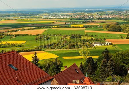 Colorful spring landscape in Odenwald, Hessen, Germany