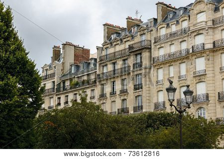 Haussmann Buildings And Their Facades On Ile De La Cité, Paris, France