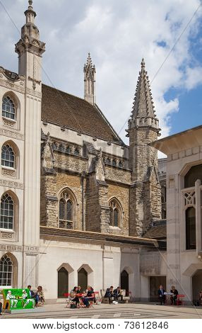 LONDON, UK - JUNE 30, 2014: Guildhall Yard buildings, originated 1440