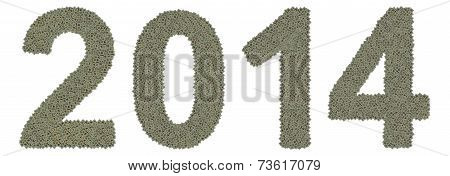 number 2014 made of old and dirty microprocessors