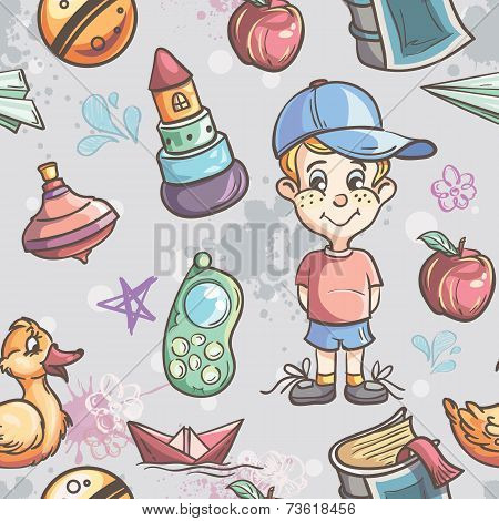 Seamless texture of children's toys for the boy