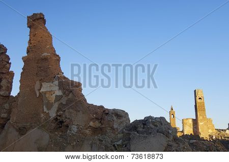 Belchite village destroyed in a bombing during the Spanish Civil War, Saragossa, Aragon, Spain