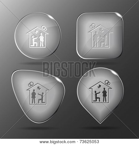 Home affiance. Glass buttons. Vector illustration.