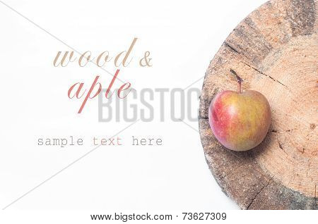 Red apples in wooden box. Copyspace