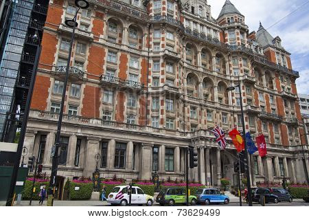 LONDON, UK - JULY 3, 2014: Mandarin Oriental hotel near Harrods, Knightsbridge