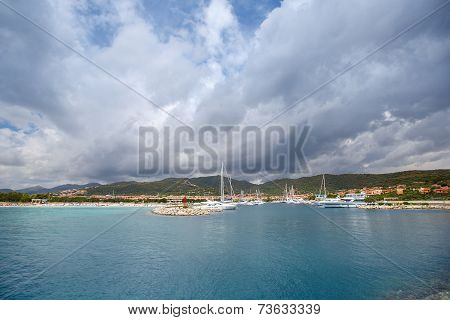 Classic yachts anchored in Porto Ottiolu, Sardinia