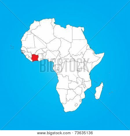 Map Of Africa With A Selected Country Of Cote Divoire