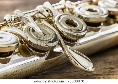 Modern Concert Flute On A Wood Table