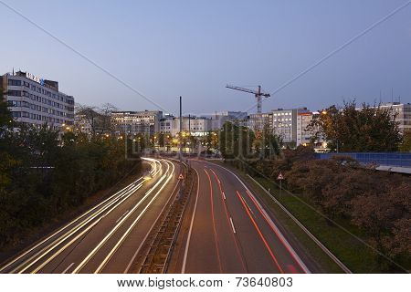 Saarbruecken - City Highway In The Blue Hour