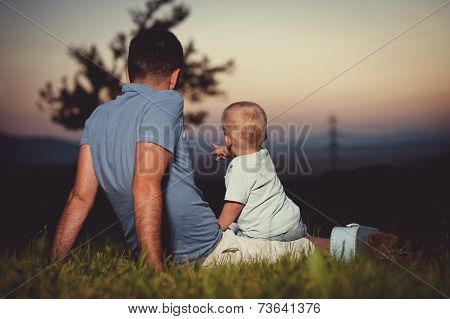 Father with son in nature