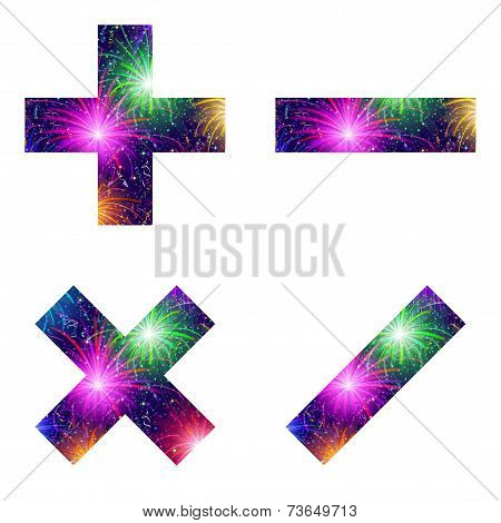 Set of mathematical signs, firework