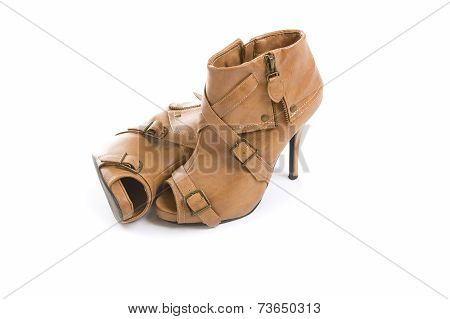 Stylish Women Brown Boots (accessories) On White