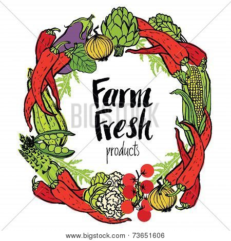 Round Frame Of Fresh Vegetables