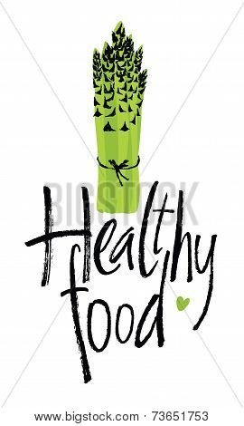 Healthy Food, Design Card With Asparagus