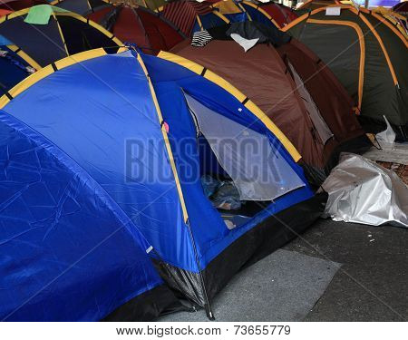 Many Tents On Street