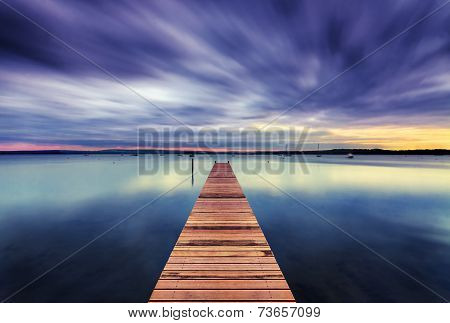 Sunset Over Poole Harbour At Hamworthy Pier