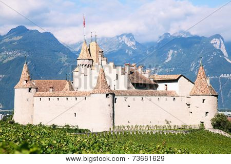 Famous castle Chateau d'Aigle in canton Vaud, Switzerland