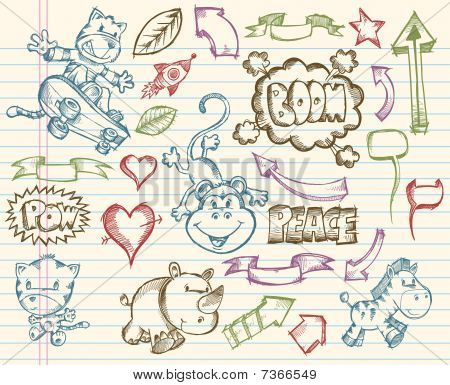 Doodle Mega schizzo Vector Set