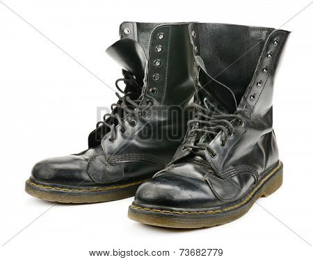 worn boots isolated on white background