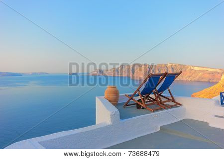 View on Oia in Santorini Greece