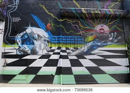 Mural art at East Williamsburg in Brooklyn