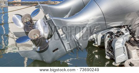 The Double Propellers Behind The Boat.
