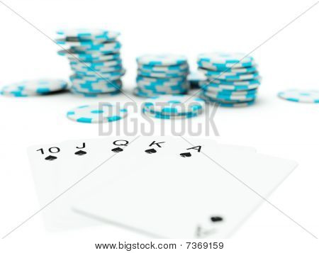 Poker kort med chips