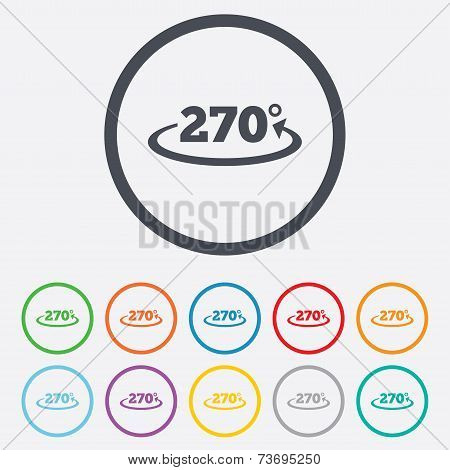 Angle 270 degrees sign icon. Geometry math symbol