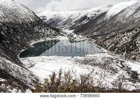 Overlooking The Valley And Snow-capped mountains of Kham Tibet