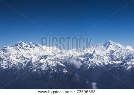 Aerial view of Everest and Makalu