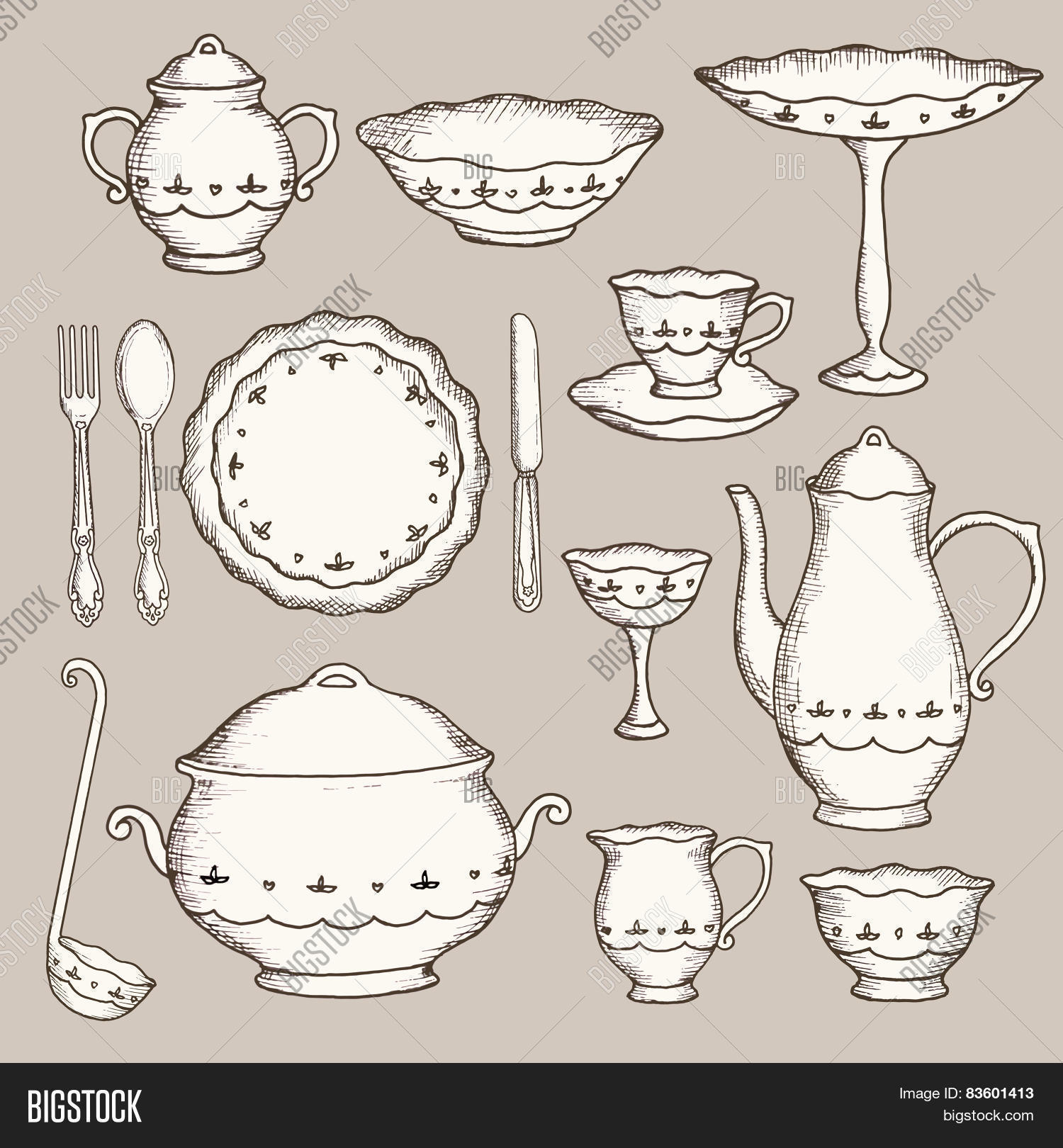 Set Hand Drawn Vector & Photo (Free Trial) | Bigstock