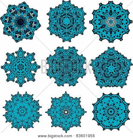 set of mandalas snowflakes