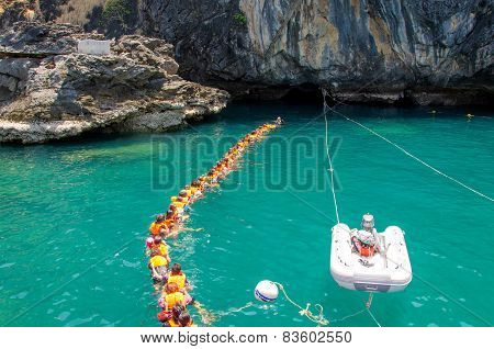Trang, Thailand - June 11: Emerald Cave Or Morakot Cave On June 11, 2014. It Is Famous Cave In Mook
