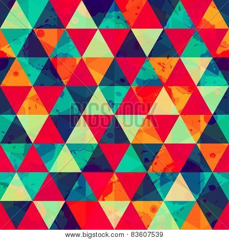 Colored Triangle Seamless Pattern With Blot Effect