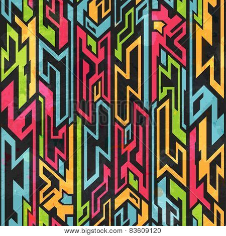 Colored Tribal Graffiti Seamless Pattern