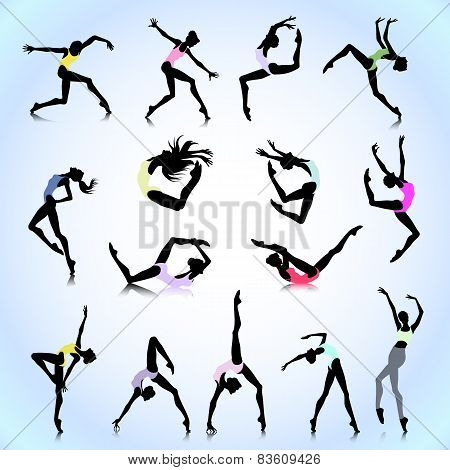 Set Of Female Dance Colored